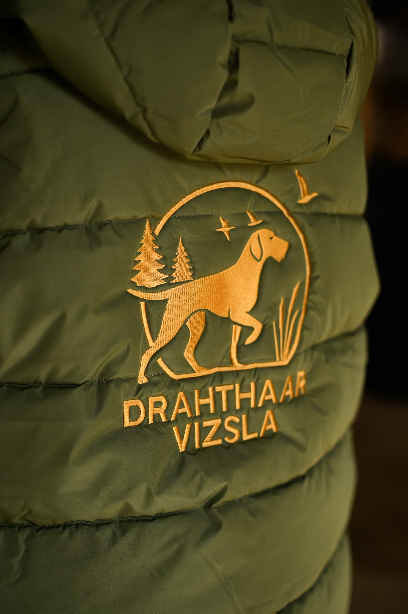 Wattierte Damen Weste mit Kapuze - Drahthaar Vizsla